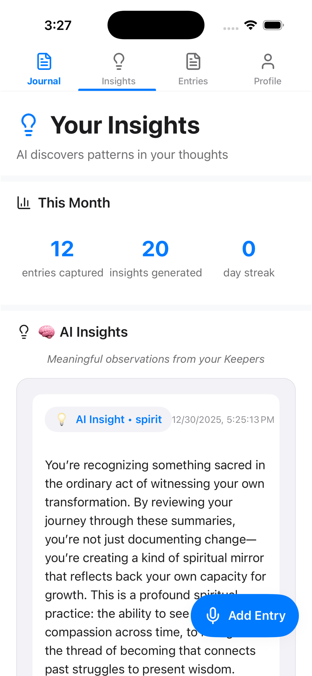 AI Insights showing pattern analysis